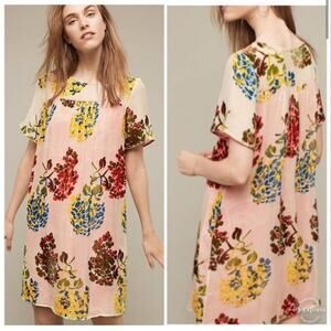 Anthropologie Maeve Floral Market Velvet Dress Size Small